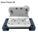 A metal tracking mount labeled 'Versa Tracker 90' on a plain white background. The product consists of a silver aluminum bracket mounted on a black rectangular base with white circular pads. Beatdown Sport Track Breakaway Transducer Pole