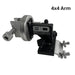 A 4x4 outdoor vehicle arm by Beatdown Outdoors LLC, featuring a silver metal mounting bracket and a black adjustment block with silver branding, shown on a white background with '4x4 Arm' text in the upper right. Beatdown Sport Track Breakaway Transducer Pole