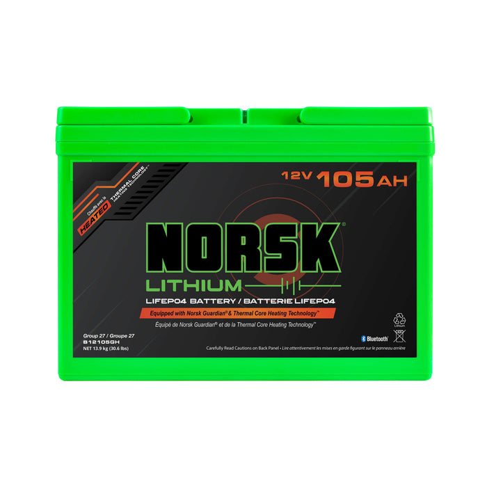 12V 105AH HEATED LiFePO4 Lithium Deep Cycle Marine Battery - Norsk Lithium