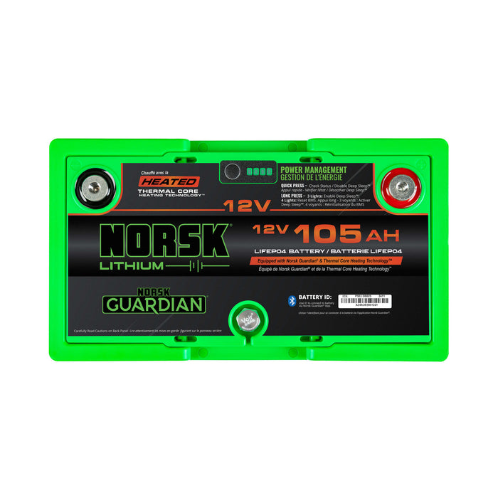 12V 105AH HEATED LiFePO4 Lithium Deep Cycle Marine Battery - Norsk Lithium