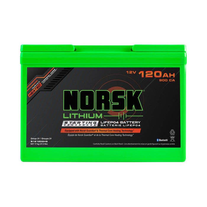 12V 120AH HEATED Lithium Marine Cranking Battery - Norsk Lithium