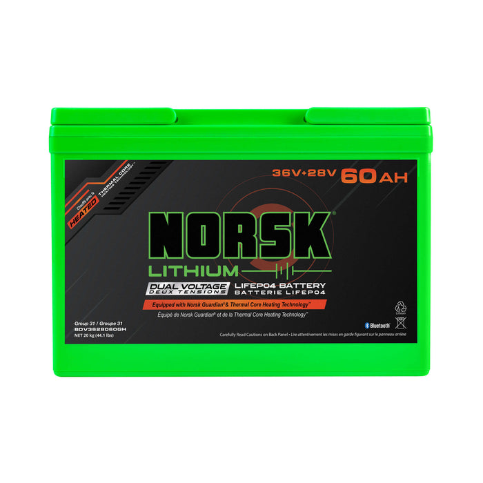 36V + 28V 60AH DUAL VOLTAGE HEATED LiFePO4 Lithium Battery