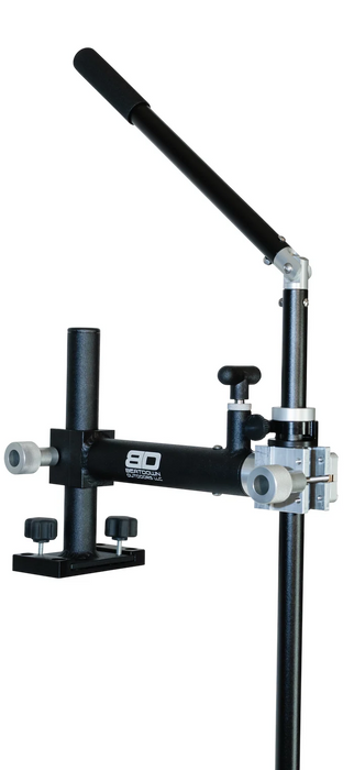 Black metal stand with adjustable components on a white background, Beatdown Breakaway Jr. Transducer Pole: All Terrain