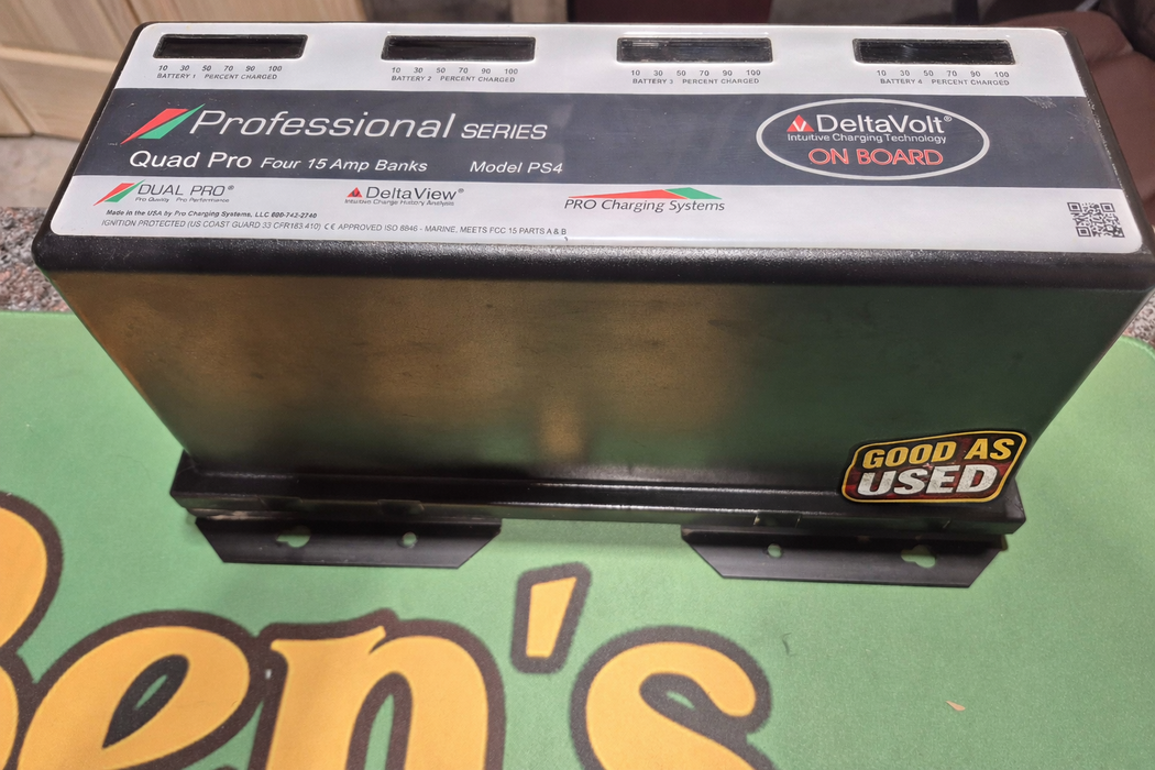 Delta Volt Professional Series Quad Pro 4 Bank 15 Amp Battery Charger PS4 Boat
