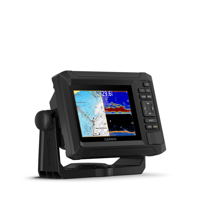Garmin marine GPS device on a white background. Garmin ECHOMAP UHD2 55cv Canada Inland GN+ with GT20-TM Transducer