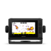 Garmin fishfinder with screen displaying sonar data on a white. ECHOMAP UHD2 65sv background