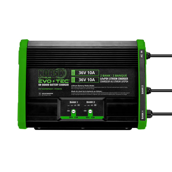 EVO-TEC™ 36V/36V 10A – 2 Bank On-Board Charger