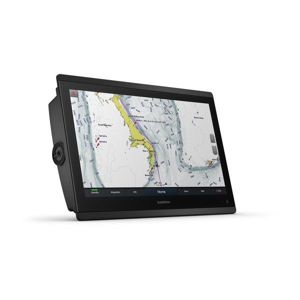 Front view of Garmin GPSMAP 8616xsv combo with US and Canada navigation charts displayed