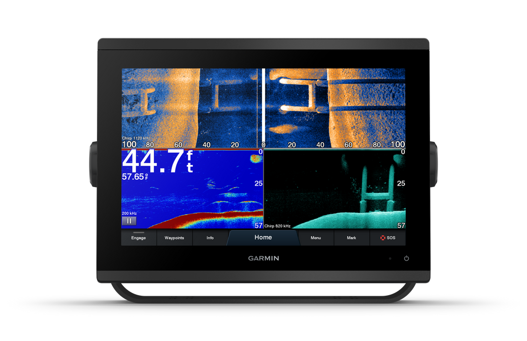 Garmin GPSMAP® 1223xsv with thermal imaging display on a clear background