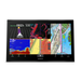 Garmin dual-screen marine navigation display showing charts, depth, GPS, and map graphics on a clean white background.