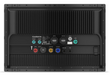 The rear panel of a black Garmin electronic device, showing various input and output ports including HDMI, USB-C, and audio jacks.