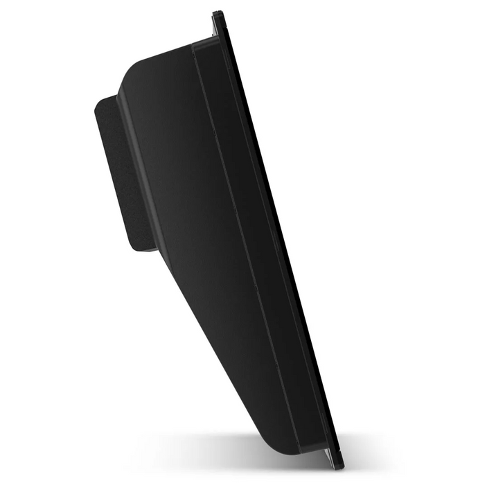 A black plastic angled bracket or clip shown from a side profile view on a clean white background.