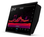 Garmin dual touchscreen display showing a sonar depth readout, photographed at an angle on a clean white background.