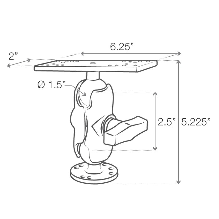 RAM Mount Marine Electronics Mount Short Arm Gimbal Bracket