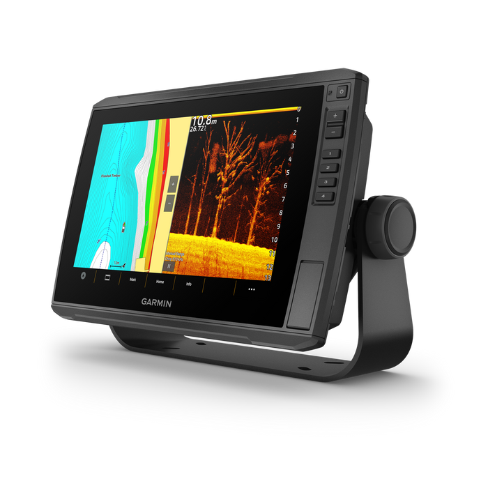 Garmin marine navigation display on a white background