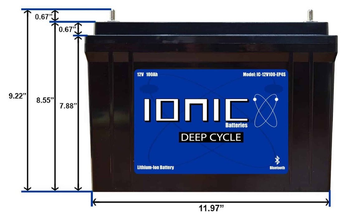 Ionic Lithium 12V 100Ah | LiFePO4 Deep Cycle Battery + Bluetooth
