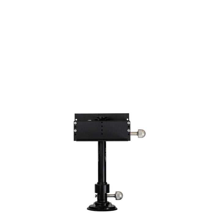 A black metal mounting bracket with a vertical arm, base plate, and two silver ball-ended adjustment knobs, shown against a plain white background. Beatdown The Ultimate Double Stack