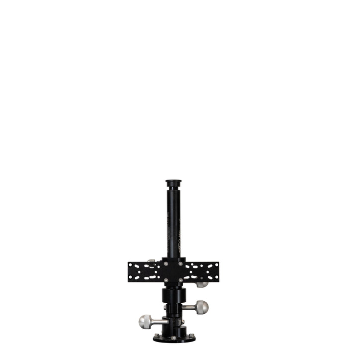 A black metal mounting bracket with silver adjustment knobs and bolts, shown against a solid white background. Beatdown The Ultimate Quick Release